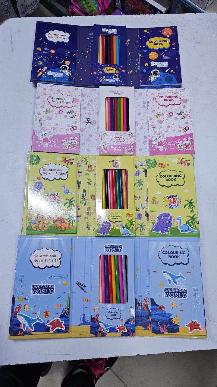 60 pages colour book with 8 coloring pencils