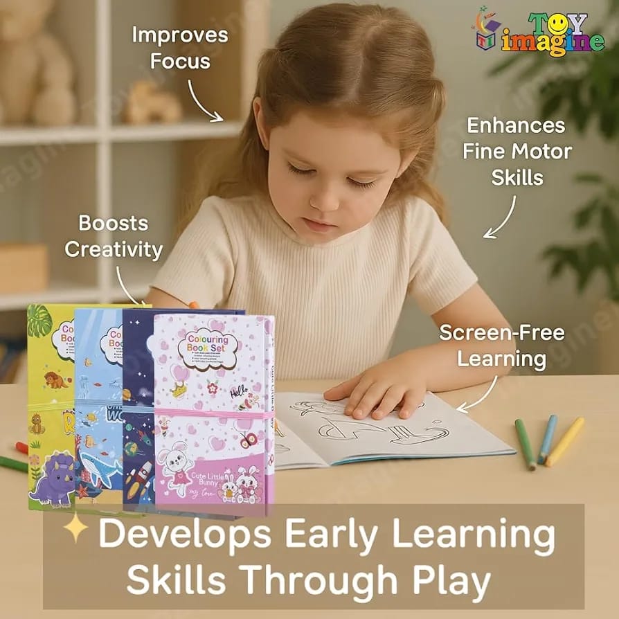60 pages colour book with 8 coloring pencils