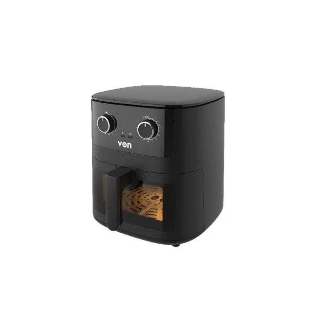 PRICE DROP ! VON VAF065MCK Manual Air Fryer 6.5L – 1650W Large Capacity Air Fryer with Viewing Window.features a large 6.5 litre capacity, 1650W power output, manual temperature and timer controls.