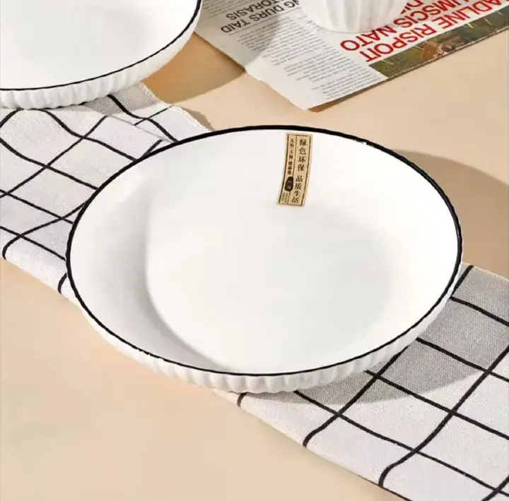 Japanese 8" Big Dinner Plates (6pcs) – Premium Quality Ceramic Plate Set for Elegant Dining, Durable Use for Home, Restaurants & Gift Purpose
