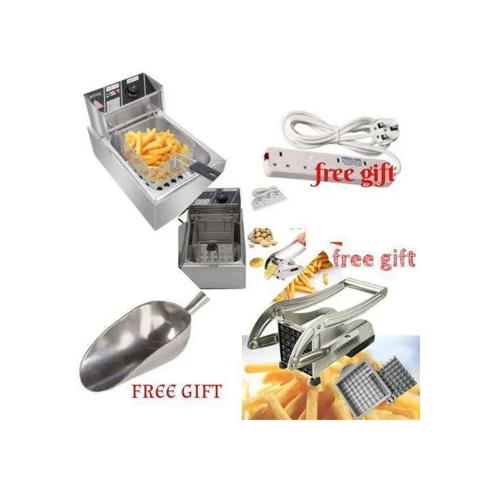 Electric Deep Fryer – Oil Frying Machine with Free Chips Cutter, Extension Cable & Chips Scooper, Fast Heating Kitchen Deep Fryer for Chips, Chicken & Snacks