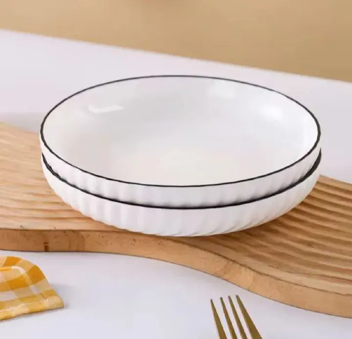 Japanese 8" Big Dinner Plates (6pcs) – Premium Quality Ceramic Plate Set for Elegant Dining, Durable Use for Home, Restaurants & Gift Purpose