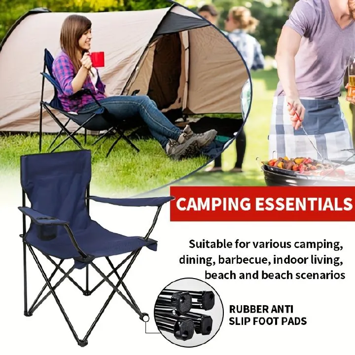 Jaza Keja Folding Outdoor Armrest Chair – Steel Frame, Durable Portable Camping Chair with Armrests for Fishing, Travel, Picnic & Outdoor Use