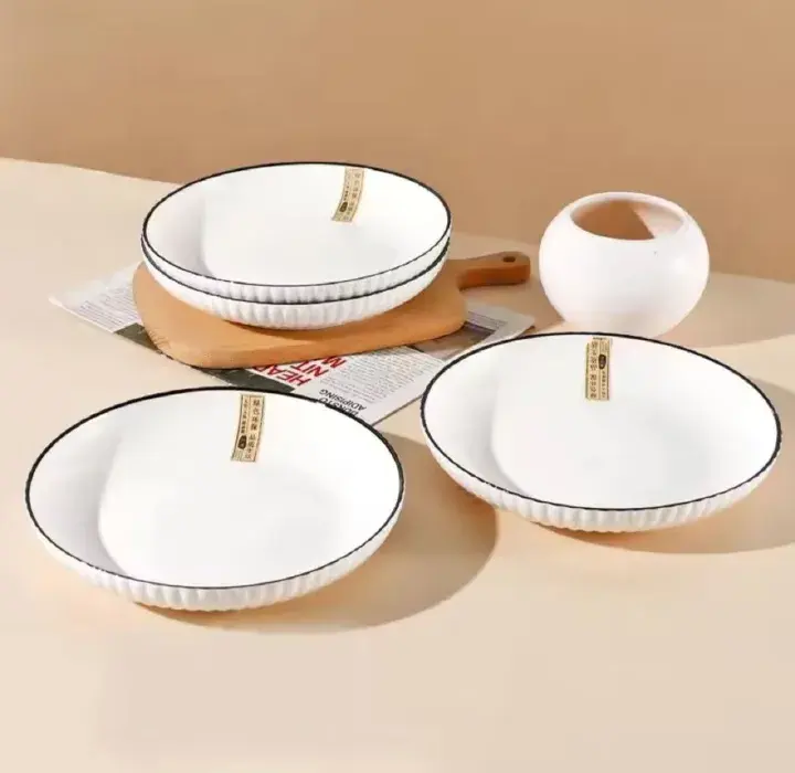 Japanese 8" Big Dinner Plates (6pcs) – Premium Quality Ceramic Plate Set for Elegant Dining, Durable Use for Home, Restaurants & Gift Purpose