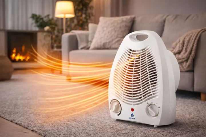Nunix Room Heater NH01 – Heater and Fan Combined, Portable 2-in-1 Electric Fan Heater with Adjustable Heat Settings & Overheat Protection for Home, Office & Bedroom Use