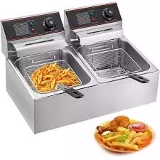 12L Double Deep Fryer + Commercial Chips Cutter – Ultimate Heavy Duty Frying Combo Set, Fast Heating Dual Tank Electric Fryer with Potato Cutter for Restaurants & Food Businesses