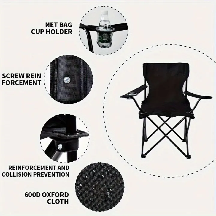 Jaza Keja Folding Outdoor Armrest Chair – Steel Frame, Durable Portable Camping Chair with Armrests for Fishing, Travel, Picnic & Outdoor Use