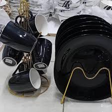 13-Piece Ceramic Dinner Set with 2L Unbreakable Flask – Elegant Dining Set with 6 Square Plates & 6 Strong Cups for Stylish and Practical Home Dining