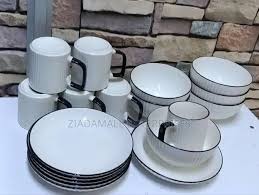18-Piece Japanese Combo Ceramic Dinner Set – 6 Plates, 6 Bowls & 6 Cups, Elegant Durable Dining Set for Home, Family & Guest Use
