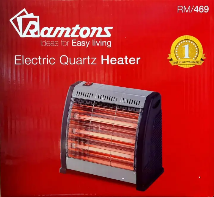 Ramtons Quartz Electric Room Heater RM-469 with Fan – 400W–1200W Adjustable Power, 3 Quartz Heating Elements, Fast Indoor Space Warmer with Tilt Protection for Home & Office Use