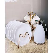 13-Piece Ceramic Dinner Set with 2L Unbreakable Flask – Elegant Dining Set with 6 Square Plates & 6 Strong Cups for Stylish and Practical Home Dining
