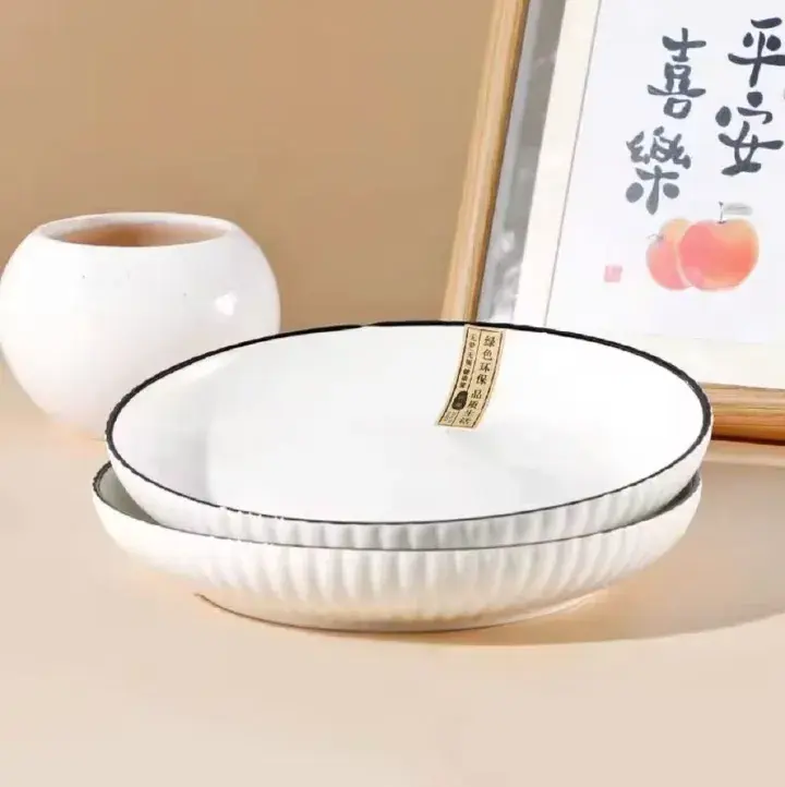 Japanese 8" Big Dinner Plates (6pcs) – Premium Quality Ceramic Plate Set for Elegant Dining, Durable Use for Home, Restaurants & Gift Purpose