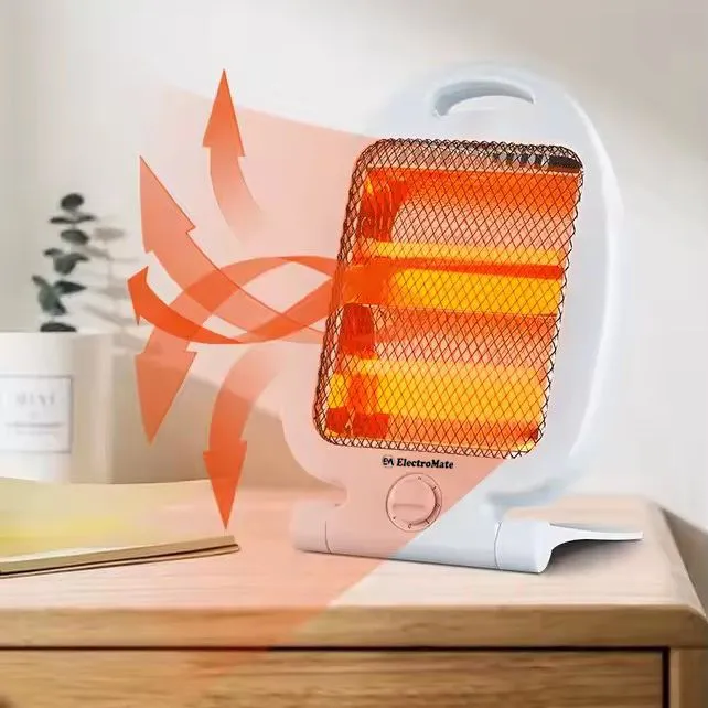 EM Quartz Heater – Portable Electric Room Heater (White ElectroMate) – 800W Fast Heating Radiant Space Heater with Dual Quartz Tubes, Compact Indoor Warmer for Home, Bedroom & Office Use