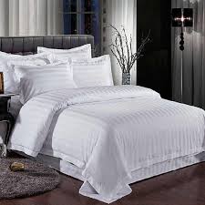 6x6 Striped Cotton Duvet Cover Set White 4 Pcs Soft Breathable Bedding Set (1 Duvet Cover, 1 Bedsheet & 2 Pillowcases) Durable Cotton Bed Linen Set for Bedroom Home Guest Room Stylish Comfortable Slee