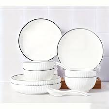 Amazing Combo  – 18-Piece Japanese Ceramic Dinner Set | 6 Dinner Plates, 6 Side Plates & 6 Bowls | High-Quality Durable & Elegant Chip-Resistant Tableware