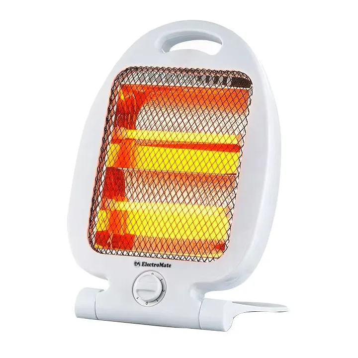 EM Quartz Heater – Portable Electric Room Heater (White ElectroMate) – 800W Fast Heating Radiant Space Heater with Dual Quartz Tubes, Compact Indoor Warmer for Home, Bedroom & Office Use