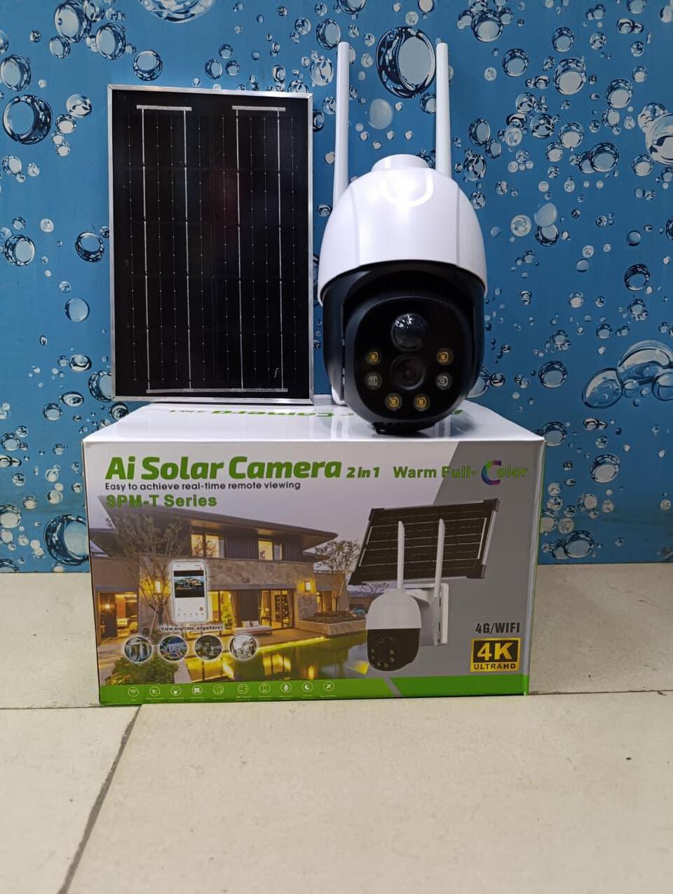 Ai WIFI Single lens Solar PTZ Camera✔️✔️👀* Solar Powered.
* WiFi 2.4ghz
* Supports Memory card and Cloud Storage.
* Two way Audio 
* Motion tracking.
