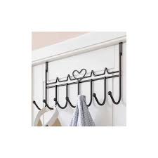 7 Hook Heavy Duty Over Door Hanger - Carbon Steel, Black - Easy Install for Bedroom, Kitchen, Bathroom