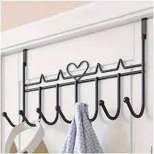 7 Hook Heavy Duty Over Door Hanger - Carbon Steel, Black - Easy Install for Bedroom, Kitchen, Bathroom
