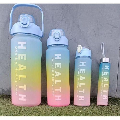 CLEARANCE OFFER 4-in-1 Set Water Bottle Motivational Sports Leakproof Bottle Fitness Water Bottle for Family, Gym Outdoor