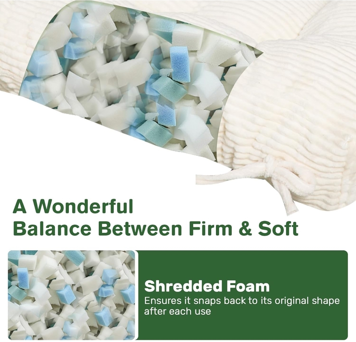 Premium 48×32" Tufted Corduroy Egg Chair Cushion – 1PC | Ultra-Plush Shredded Foam Comfort