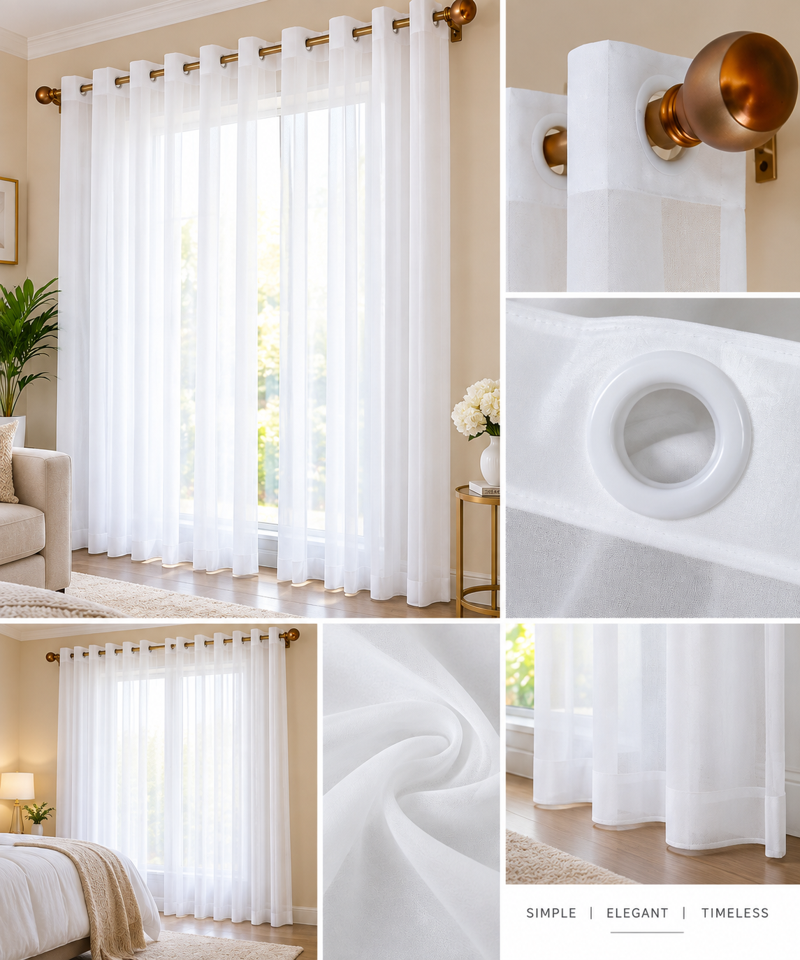 Gold Foil Printed Blackout Curtain Set – 3 Pieces