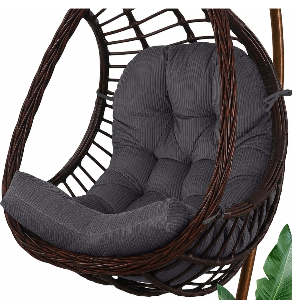 Premium 48×32" Tufted Corduroy Egg Chair Cushion – 1PC | Ultra-Plush Shredded Foam Comfort