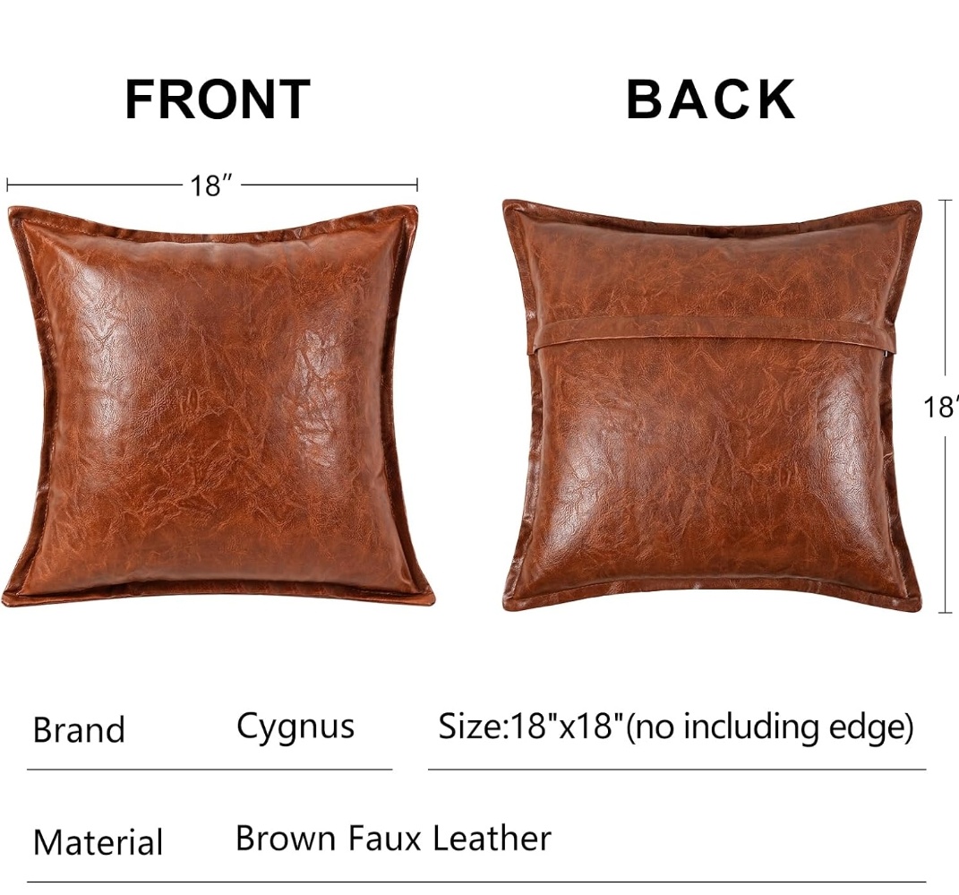 Black Faux Leather Throw Pillow Covers 18x18 Inch Vegan Leather Crackle Textured Pillowcase with Flange Edge Modern Luxury Decorative Couch Pillows for Sofa Livingroom Bedroom Home Decor