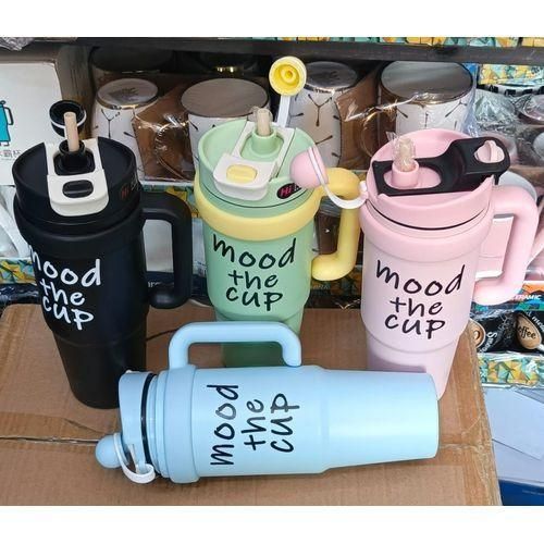 Mood Cup Vacuum flask Tumbler Stanley Design High Quality & Efficient– 1.3L Double Wall Vacuum Insulated Tumbler with Straw & Handle, Stainless Steel Travel Mug for Hot & Cold Drinks (Multiple Colors)