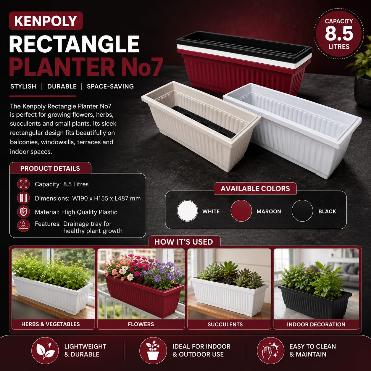 Kenpoly Rectangle Planter No 7