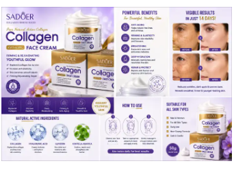 SADOER Collagen Face Cream 50g | Anti-Aging Face Moisturizer | Firming & Lifting Cream | Collagen Skin Repair Cream | Hydrating & Rejuvenating Skincare for Youthful Glowing Skin
