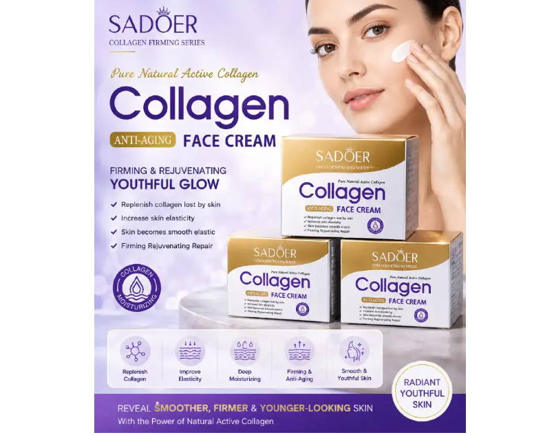 SADOER Collagen Face Cream 50g | Anti-Aging Face Moisturizer | Firming & Lifting Cream | Collagen Skin Repair Cream | Hydrating & Rejuvenating Skincare for Youthful Glowing Skin