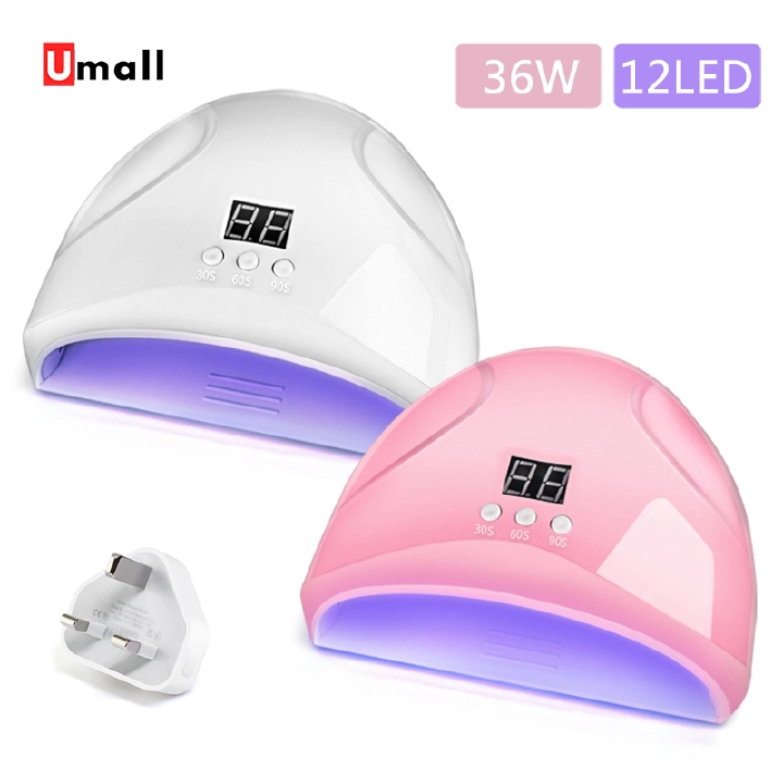 36W UV LED Nail Lamp 12 Lights Gel Nail Curing Dryer – Professional USB & Plug-in Nail Light for Fast Drying, Home & Salon Manicure and Pedicure Use