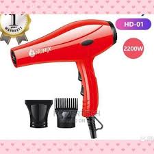 Nunix Professional Blow Dry Hair Dryer with Nail Cutter Set – Red 2200W Salon Hair Dryer Kit with Heat Control, 2 Speed Settings, Nozzle Attachments & Manicure Grooming Set for Home and Kinyozi Use