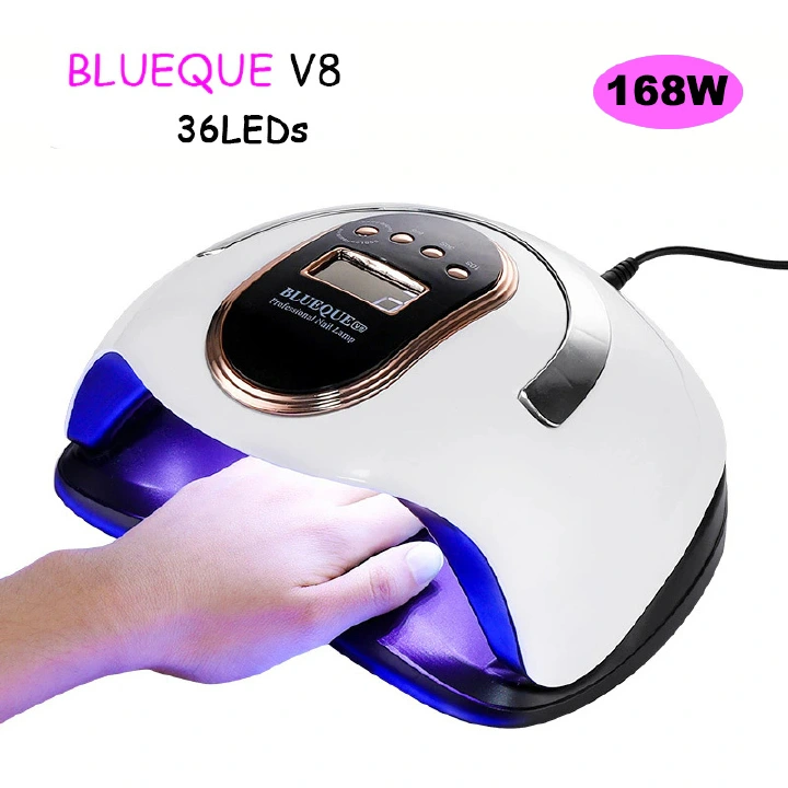 168W Bluecue Nail Dryer 36 LED UV Lamp – Automatic Sensor UV LED Nail Lamp for Gel Polish Fast Drying Manicure & Pedicure Nail Art Salon Home Use