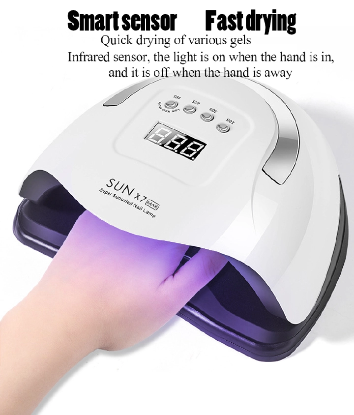 SUN X7 Max 180W UV LED Nail Lamp with 57 LED Beads, Professional Nail Dryer for Gel Polish, Auto Sensor Quick-Drying Manicure Lamp, Phototherapy UV Light for Salon and Home Use