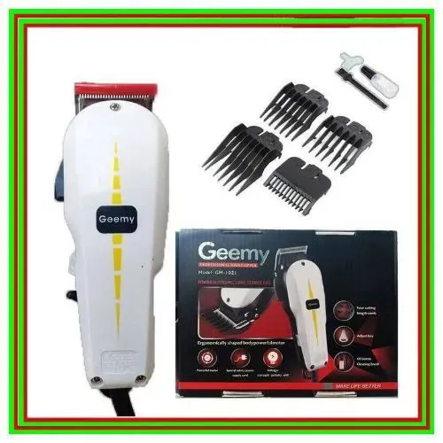Geemy 2 Pieces Original Electric Rechargeable Cordless Shaving Machine with Indicator Kinyozi and 6 Way Power Extension for Home Travel Grooming Professional Hair Clipper Set for Men Barbers and Famil