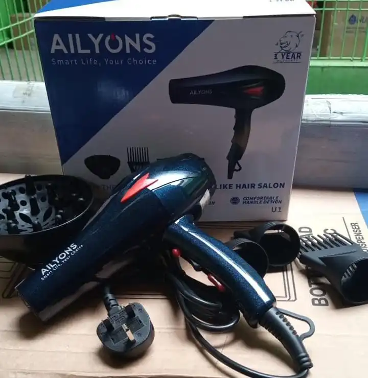 AILYONs Blow Dry Hair Dryer – powerful airflow for fast drying, lightweight ergonomic design for comfortable handling, durable build quality, includes accessories for smooth and efficient everyday sal