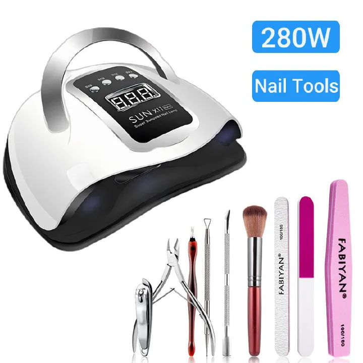 SUN X11 280W UV LED Nail Lamp, Professional Gel Polish Nail Dryer with Motion Sensor, Fast-Curing UV Light for Manicure and Pedicure, Salon and Home Nail Care Machine[Free Gift]
