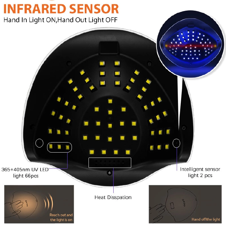 SUN X11 280W UV LED Nail Lamp, Professional Gel Polish Nail Dryer with Motion Sensor, Fast-Curing UV Light for Manicure and Pedicure, Salon and Home Nail Care Machine[Free Gift]