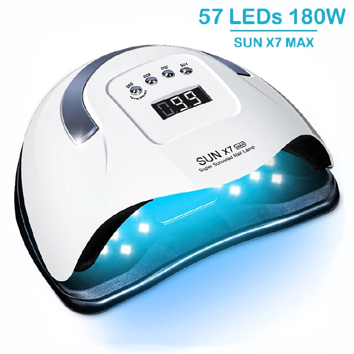 SUN X7 Max 180W UV LED Nail Lamp with 57 LED Beads, Professional Nail Dryer for Gel Polish, Auto Sensor Quick-Drying Manicure Lamp, Phototherapy UV Light for Salon and Home Use
