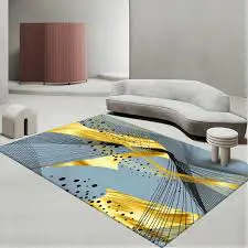 Luxury Modern 3D Visual Effects Soft Velvet Living Room Area Carpet 7x10 Feet, Premium Anti-Slip Large Floor Rug with Elegant Geometric Pattern for Bedroom, Dining Space and Contemporary Home Decor