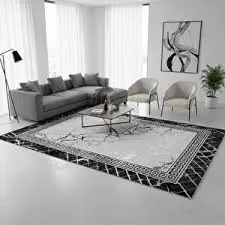 Luxury Modern 3D Visual Effects Soft Velvet Living Room Area Carpet 7x10 Feet, Premium Anti-Slip Large Floor Rug with Elegant Geometric Pattern for Bedroom, Dining Space and Contemporary Home Decor