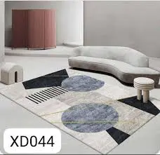 Luxury Modern 3D Visual Effects Soft Velvet Living Room Area Carpet 7x10 Feet, Premium Anti-Slip Large Floor Rug with Elegant Geometric Pattern for Bedroom, Dining Space and Contemporary Home Decor