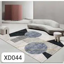 Luxury Modern 3D Visual Effects Soft Velvet Living Room Area Carpet 7x10 Feet, Premium Anti-Slip Large Floor Rug with Elegant Geometric Pattern for Bedroom, Dining Space and Contemporary Home Decor