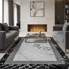 Luxury Modern 3D Visual Effects Soft Velvet Living Room Area Carpet 7x10 Feet, Premium Anti-Slip Large Floor Rug with Elegant Geometric Pattern for Bedroom, Dining Space and Contemporary Home Decor