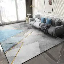 Luxury Modern 3D Visual Effects Soft Velvet Living Room Area Carpet 7x10 Feet, Premium Anti-Slip Large Floor Rug with Elegant Geometric Pattern for Bedroom, Dining Space and Contemporary Home Decor