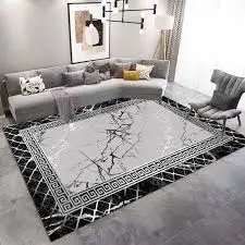 Luxury Modern 3D Visual Effects Soft Velvet Living Room Area Carpet 7x10 Feet, Premium Anti-Slip Large Floor Rug with Elegant Geometric Pattern for Bedroom, Dining Space and Contemporary Home Decor