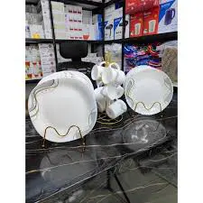 12pc Brown Lined Combo Set with 6 Serrated Square Plates and 6 Sundabest Luminarc Mugs, Elegant Dinnerware Set for Home Kitchen, Dining Table, Tea Service, Family Meals and Everyday Use
