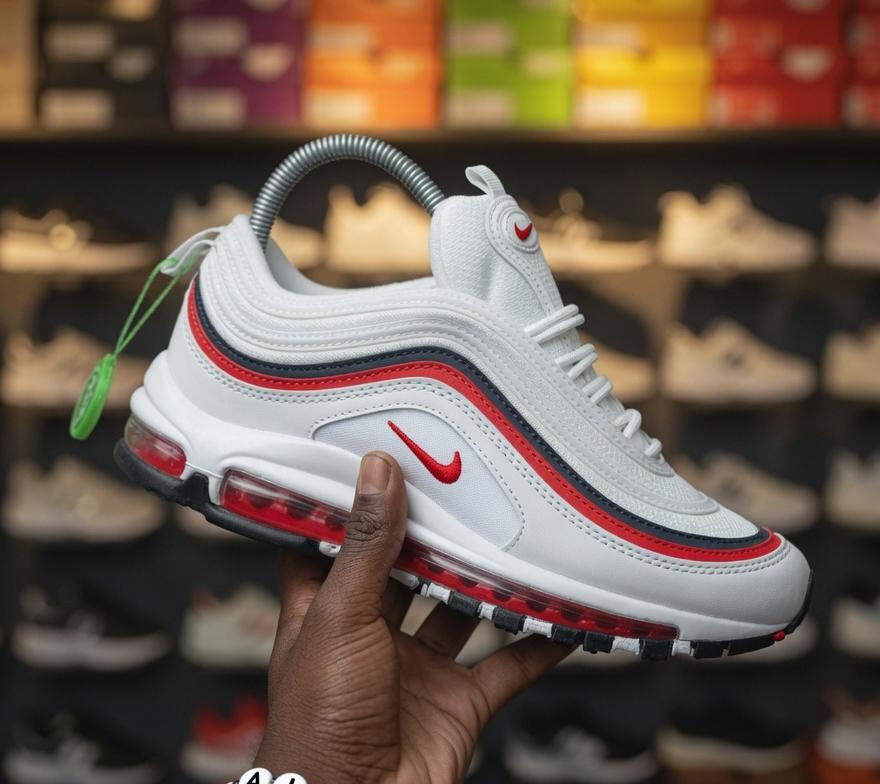 🔥 (Free Socks) 🔥 Air Max 97 Black Red  Men’s Sneakers – Men’s Cushioned Running Shoes, Streetwear Trainers, Comfortable Sports Shoes, Casual Fashion Sneakers with Air Sole Unit, (airforce 1, airmax